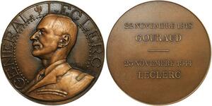 R2042 Rare Médaille Colonies Liban General Leclerc Gouraud Jaeger 1945 SUP