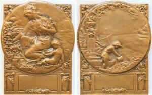 R2054 Rare Médaille Plaque Belgique Ramassage fleurs Champs Mauquoy Fonson SUP