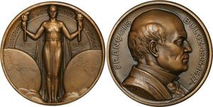 R2075 Rare Médaille Art Déco François Buloz Revue deux Mondes 1929 Bazor
