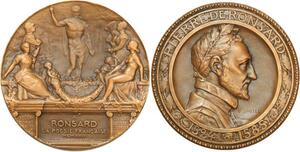 R2094 Rare Médaille Art Pierre de Ronsard Poésie Française 1924 Dautel SPL