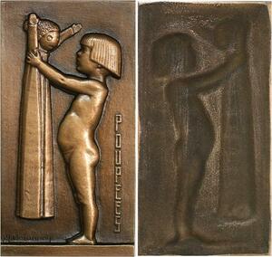 R2137 Rare Fonte Médaille Art Déco Poupées ND Paris Delannoy SPL -> Make Offer