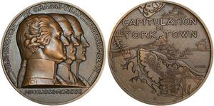 R2153 Rare Medal USA Washington Rochambeau 1931 Capit. De York Town Turin SPL