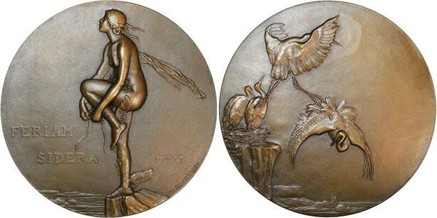 Médaille Ancienne Art Déco Ange en 2 Tons d'Or