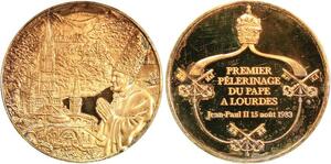 R2192 Médaille Premier Pélerigane Pape Lourdes 1983 Vermeil Proof BE > M offer