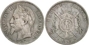 R2317 France Faux Epoque 5 Francs Napoléon III 1868 BB Strasbourg -> Make Offer