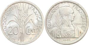R2351 French Indochina 20 Cents 1945 C Castelsarrasin UNC -> Make offer