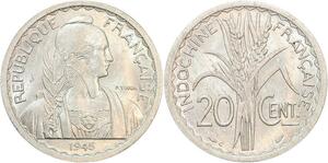R2352 French Indochina 20 Cents 1945 C Castelsarrasin UNC -> Make offer