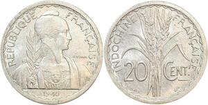 R2353 French Indochina 20 Cents 1945 C Castelsarrasin UNC -> Make offer