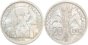R2357 French Indochina 20 Cents 1945 C Castelsarrasin UNC -> Make offer