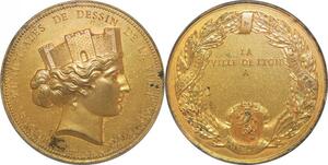 R2368 Coffret Médaille Ecoles Dessin Beaux Arts Poncet Lyon Vermeil SUP >Offer