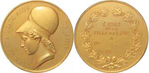 R2371 Rare Coffret Médaille Athena Ecole Beaux Arts Lyon Barre 1831 Vermeil SUP