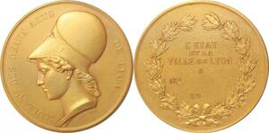 R2372 Rare Coffret Médaille Athena Ecole Beaux Arts Lyon Barre 1831 Vermeil SUP