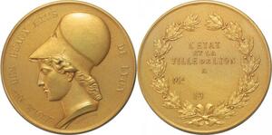 R2373 Rare Coffret Médaille Athena Ecole Beaux Arts Lyon Barre 1831 Vermeil SUP