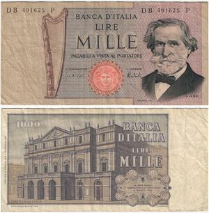 R2415 Banknote Italy 1000 Lire Verdi Pagabili Vista Al Portatore 1969 AU >Offer