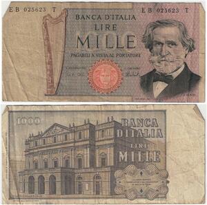 R2416 Banknote Italy 1000 Lire Verdi Pagabili Vista Al Portatore 1969 ->Offer