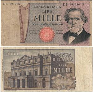 R2417 Banknote Italy 1000 Lire Verdi Pagabili Vista Al Portatore 1969 ->Offer