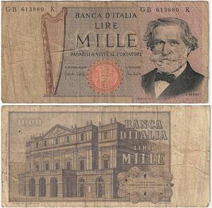 R2418 Banknote Italy 1000 Lire Verdi Pagabili Vista Al Portatore 1969 ->Offer