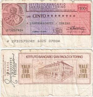 R2423 Banknote Italy 100 Lire 1976 San Paolo Turin -> Make Offer