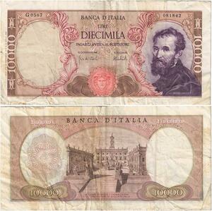 R2427 Banknote Italy 10000 Lire Michelangelo 1962 -> Make Offer