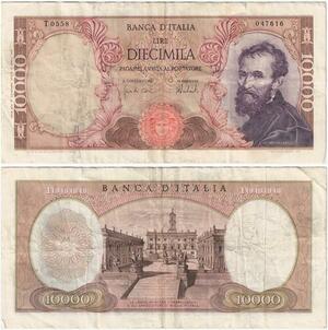 R2428 Banknote Italy 10000 Lire Michelangelo 1962 -> Make Offer