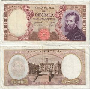 R2429 Banknote Italy 10000 Lire Michelangelo 1962 -> Make Offer
