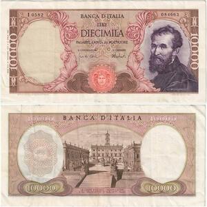 R2430 Banknote Italy 10000 Lire Michelangelo 1962 -> Make Offer