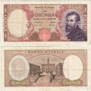 R2432 Banknote Italy 10000 Lire Michelangelo 1962 -> Make Offer