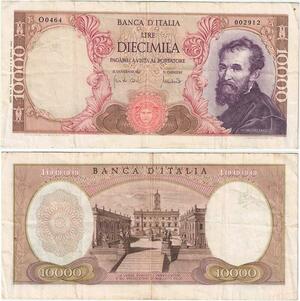 R2433 Banknote Italy 10000 Lire Michelangelo 1962 -> Make Offer