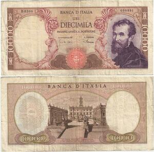 R2434 Banknote Italy 10000 Lire Michelangelo 1962 -> Make Offer