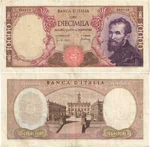 R2436 Banknote Italy 10000 Lire Michelangelo 1962 -> Make Offer