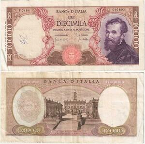 R2439 Banknote Italy 10000 Lire Michelangelo 1962 -> Make Offer