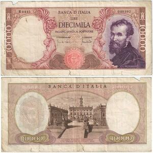 R2440 Banknote Italy 10000 Lire Michelangelo 1962 -> Make Offer
