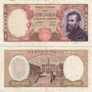 R2441 Banknote Italy 10000 Lire Michelangelo 1962 -> Make Offer