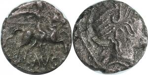 R2513 Fake Roman Republic Denier Anonymes 211-202 BC Casqué Cheval Droite Silver
