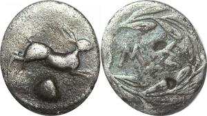 R2514 Very Rare Greek Sicily Messana Litra 460 BC Lièvre MEΣ Silver > M offer
