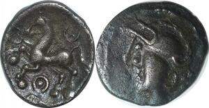 R2515 Rare Celtic Eduens Denier Tête Casue Bibracte Mont-Beuvray 80-50 AC Silver