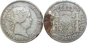 R2527 Spain Fake 20 Reales Reina Espanas Isabel II 1859 Madrid Silver > M offer