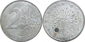 R2532 Rare France Fauté 2 Euros Monométallique 2001 -> Make Offer