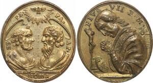 R2564 Rare Medal Vatican Pope Pie VII 1742 1823 Petrus Paulus Roma AU > M offer