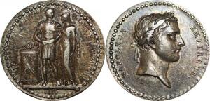 R2585 Rare Médaille Mariage Napoléon Marie Louise Autriche 1810 Argent SUP