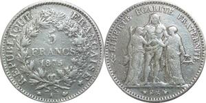 R2633 Faux d'époque 5 Francs Hercule 1875 A Paris Argent -> Make Offer