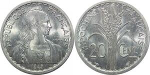 R2680 French Indochina 20 Cents 1945 C Castelsarrasin Turin UNC -> Make Offer