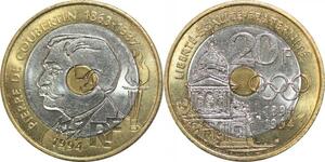 R2712 France 20 Francs Pierre de Coubertin 1994 FDC -> Make Offer