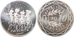 R2798 France 10 Euros Fraternité Hiver Monnaie de Paris Argent 2014 Sempé FDC