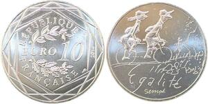 R2838 France 10 Euros Egalité Printemps Monnaie de Paris Argent 2014 Sempé FDC
