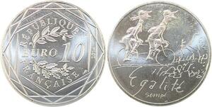 R2839 France 10 Euros Egalité Printemps Monnaie de Paris Argent 2014 Sempé FDC