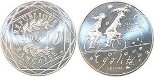 R2841 France 10 Euros Egalité Automne Monnaie de Paris Argent 2014 Sempé FDC