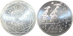 R2842 France 10 Euros Egalité Automne Monnaie de Paris Argent 2014 Sempé FDC