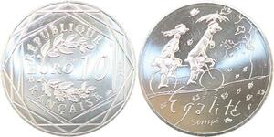 R2843 France 10 Euros Egalité Automne Monnaie de Paris Argent 2014 Sempé FDC