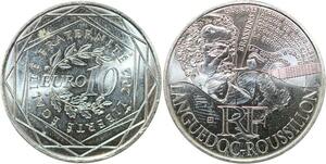 R2852 France 10 Euros Languedoc Roussillon Brassens MDP Argent 2012 FDC